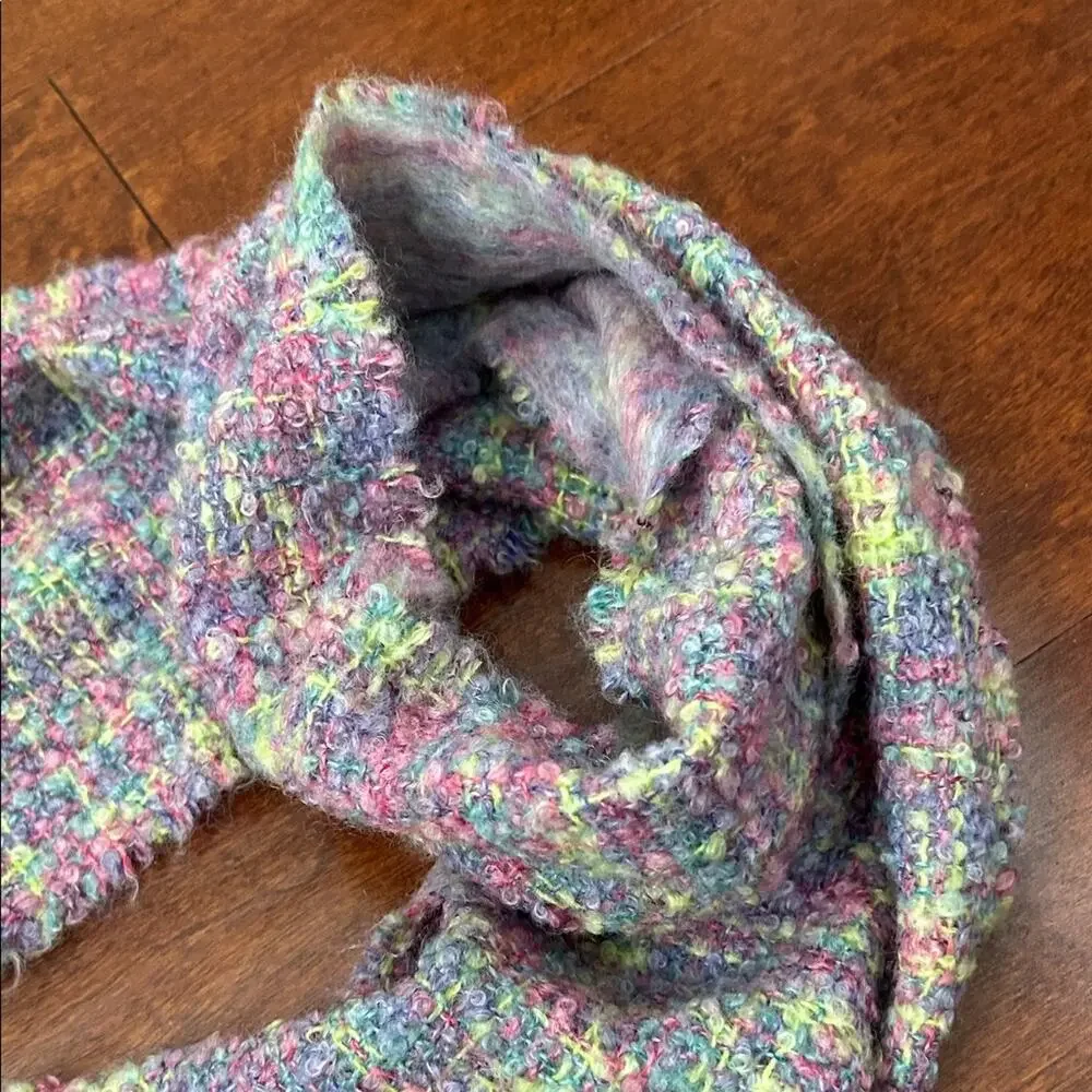 Donegal Irish Mohair Wool Blend Multicolor Scarf, Pastel Unicorn Colors